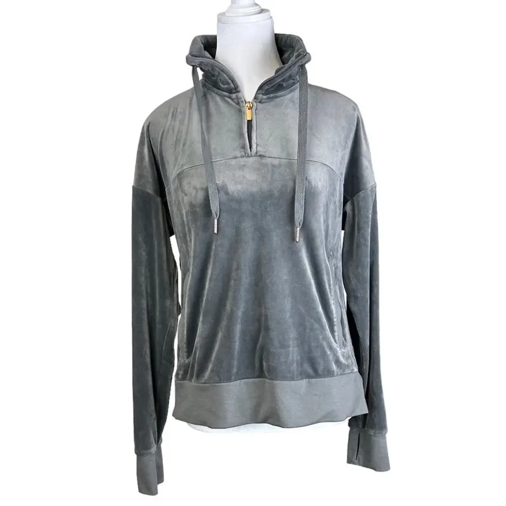 Champion Gray Velour Athletic Jacket Full Zip Size XS